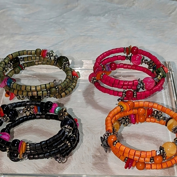 Set (4) BOHEMIAN Wrap Bracelet BOHO Beaded Handmade Charm Bracelets Jewelry - Picture 9 of 9